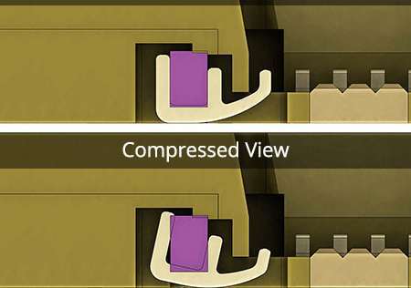 Cantilever contact mechanism shown in rest and compressed conditions in the supplied socket summary