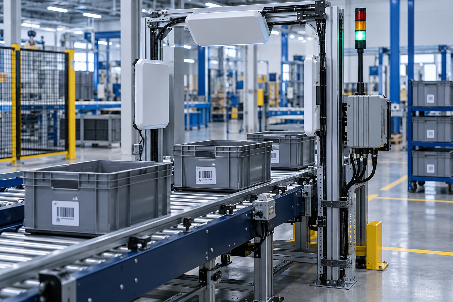 RFID traceability portal over a production conveyor